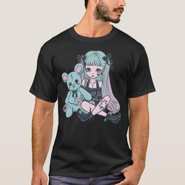 T-shirt Goth Pastel Kawaii Anime Girl with Voodoo doll Ted (Devant)