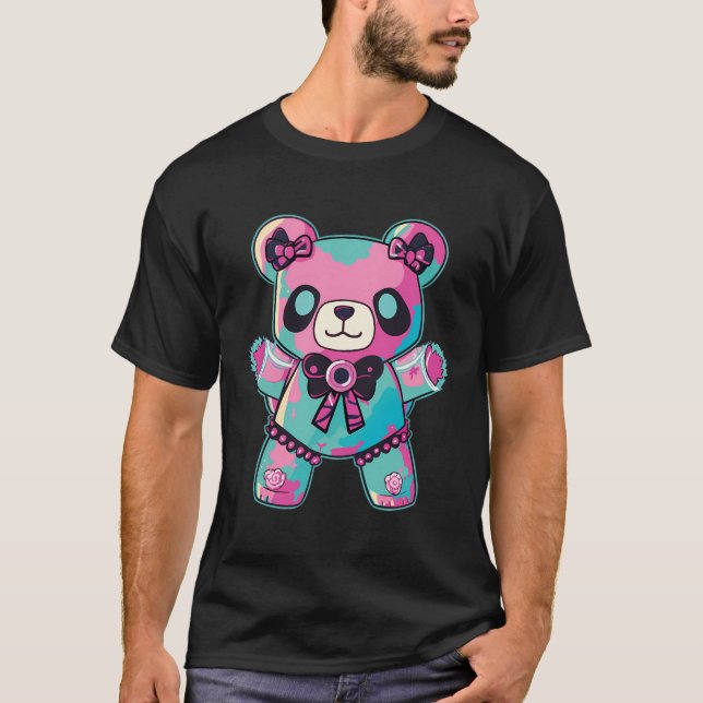 T-shirt Goth Pastel Teddy Bear Cute Déplaisante Anime Japo (Devant)