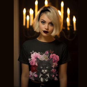 T-shirt Goth Rock Chat Rose Dark Moody mais mignon