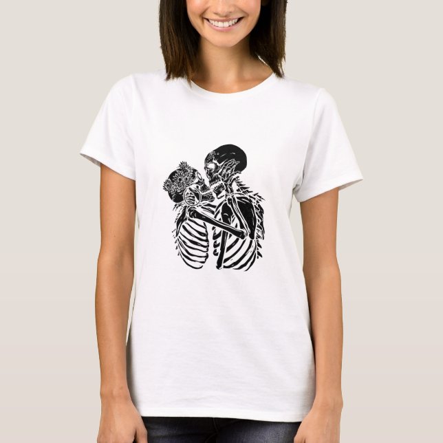 T-shirt goth squelette amoureux valentines (Devant)