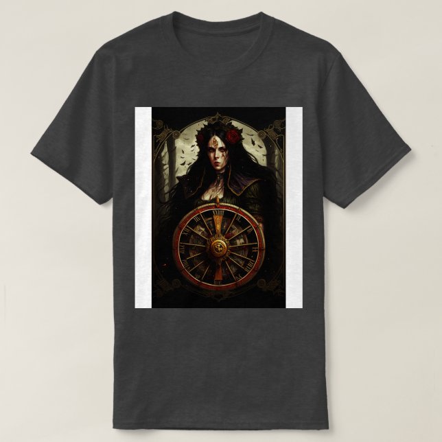 T-shirt Goth Style Tarot Roue De Fortune 1 (Design devant)