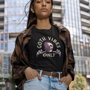 T-shirt Goth Vibes seulement Crâne avec fleurs