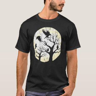 T-shirt Gothic Animal Forest Bird Raven Creepy Night Moonl