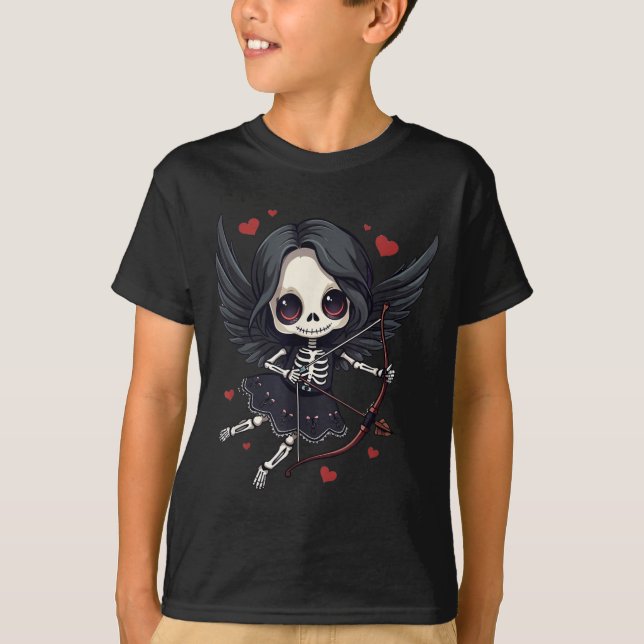 T-shirt Gothic Anime Skeleton Cud – Dark Valentine Kawaii  (Devant)