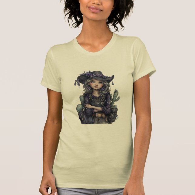 T-shirt Gothic Cowgirl Floral Western Art (Devant)