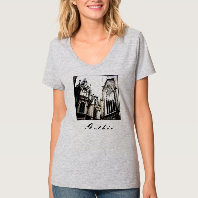 T-shirt 'Gothic' Dames à col V (Devant)