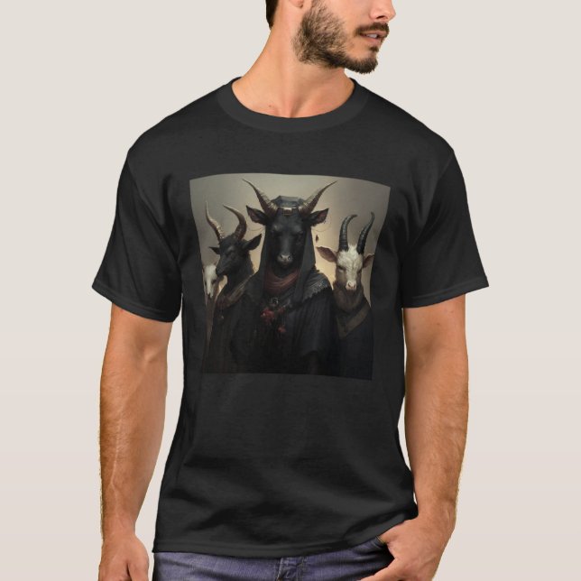 T-shirt Gothic Farm Animals in Goth Black Cloaks (Devant)