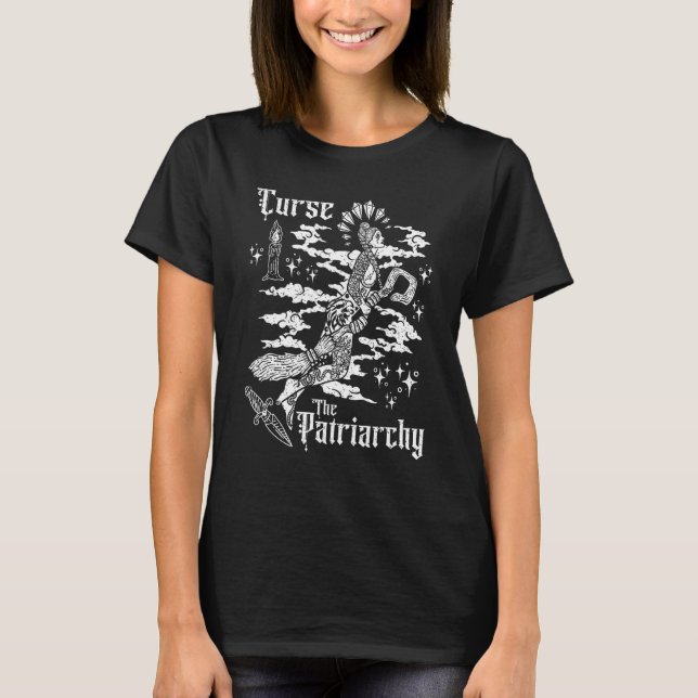 T-shirt Gothic Feminist Curse Witch The Patriarchy Women E (Devant)