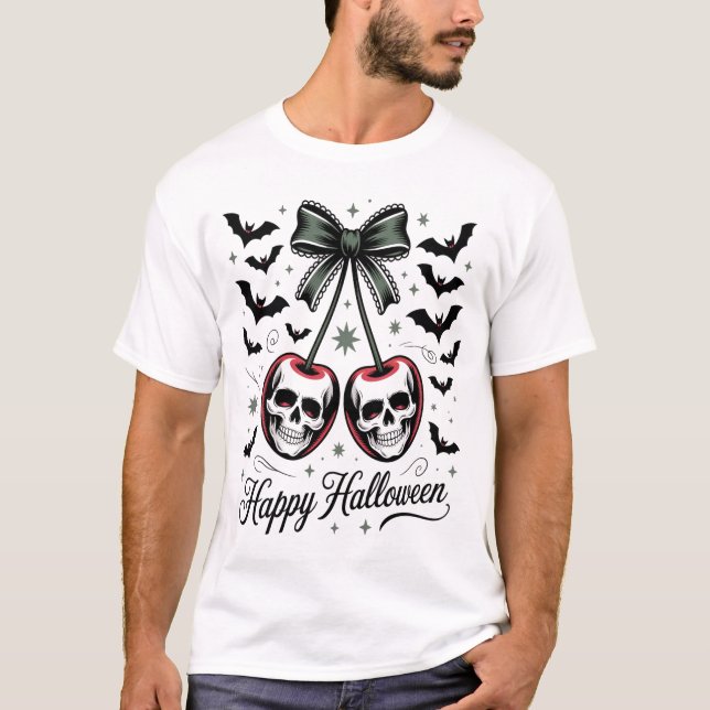 T-shirt Gothic Skull Cherry Halloween (Devant)