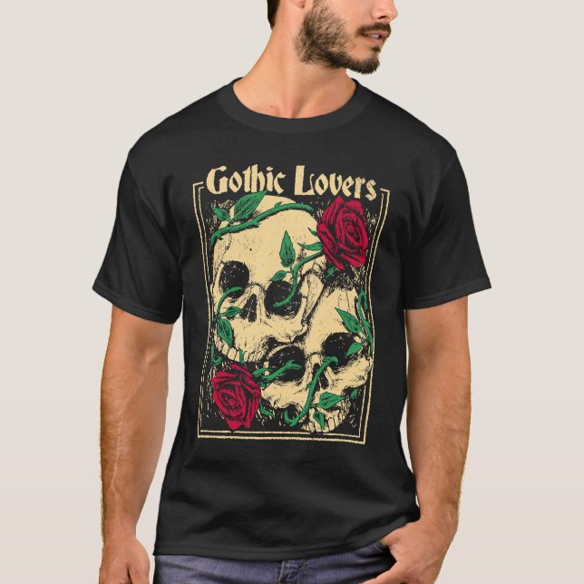 T-shirt Gothic  Witch Pagan Wiccan Wicca Roses & Skulls (Devant)