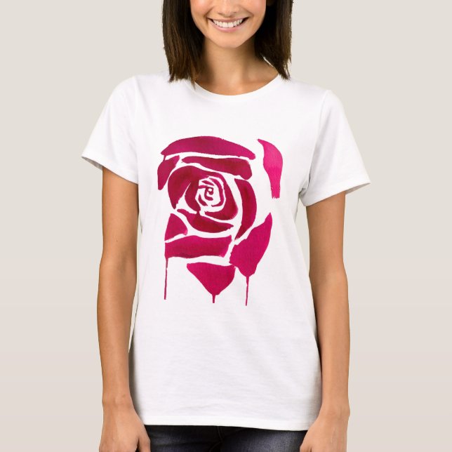 T-shirt Gothique abstrait rose aquarelle art original (Devant)