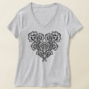 T-shirt gothique Art Nouveau Fleur Heart