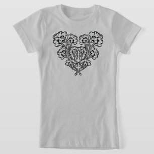 T-shirt gothique Art Nouveau Fleur Heart
