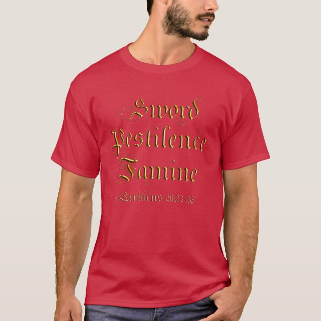 T-shirt Gothique Blackletter Bible Citation Gold Metal (Devant)