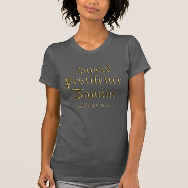 T-shirt Gothique Blackletter Bible Citation Gold Metal (Devant)