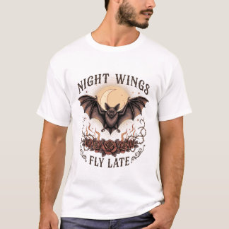 T-Shirt Gothique Chauve-Souris aux Ailes au Clair