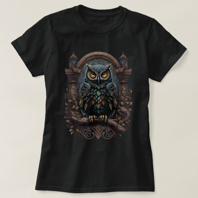 T-shirt Gothique Chouette Lune Phase Witchcraft Amateurs (Design devant)