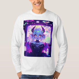 T-shirt Gothique Cyberpunk Demon Imaginaire Anime Girl