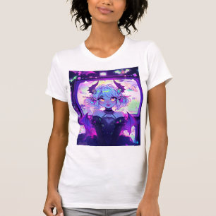 T-shirt Gothique Cyberpunk Demon Imaginaire Anime Girl