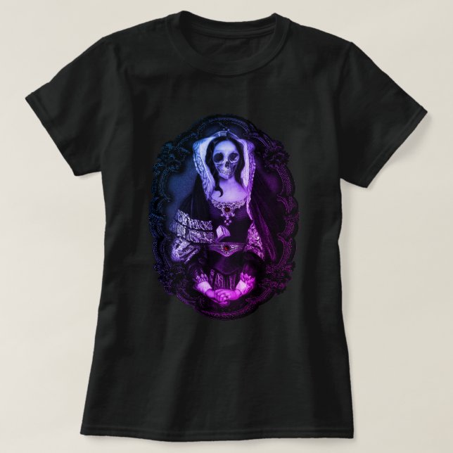 T-shirt gothique dame crâne violet (Design devant)