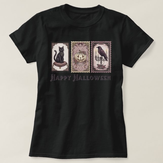 T-shirt Gothique Épouvantable Halloween, Décor céleste sor (Design devant)