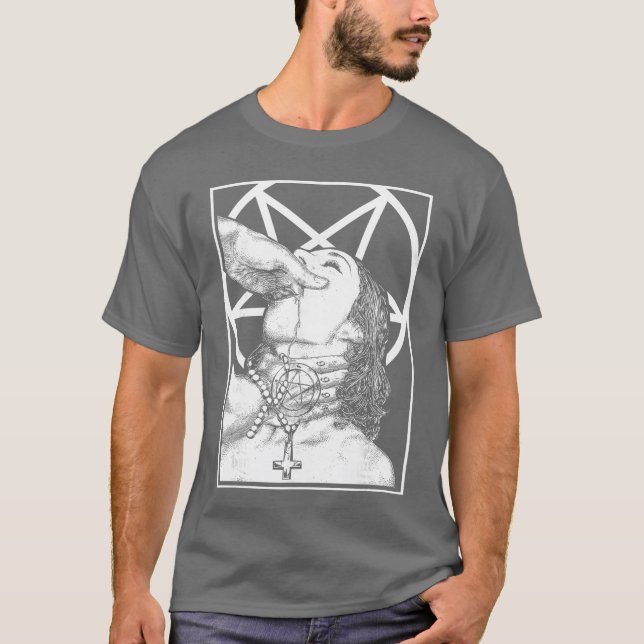 T-shirt Gothique étranglé non sacré nonne Satan Baphomet e (Devant)