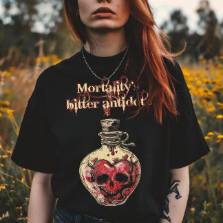 T-shirt Gothique foncé Coeur crâne Lotion Potion
