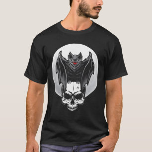 T-shirt Gothique Lune de chauve-souris crâne Wicca