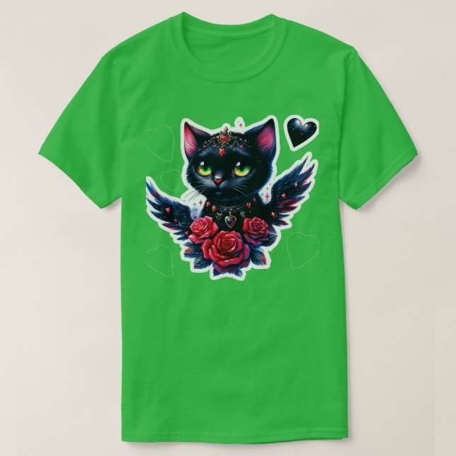 T-shirt Gothique mignon Chat goth valentinjour Sticker TSh (Design devant)
