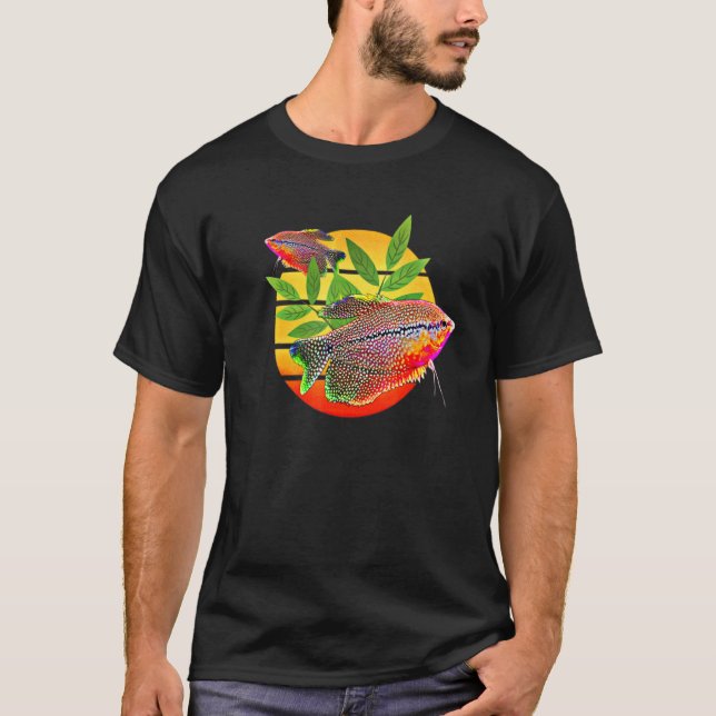 T-shirt Gourami Coucher de soleil Perles Gouramis Aquarium (Devant)