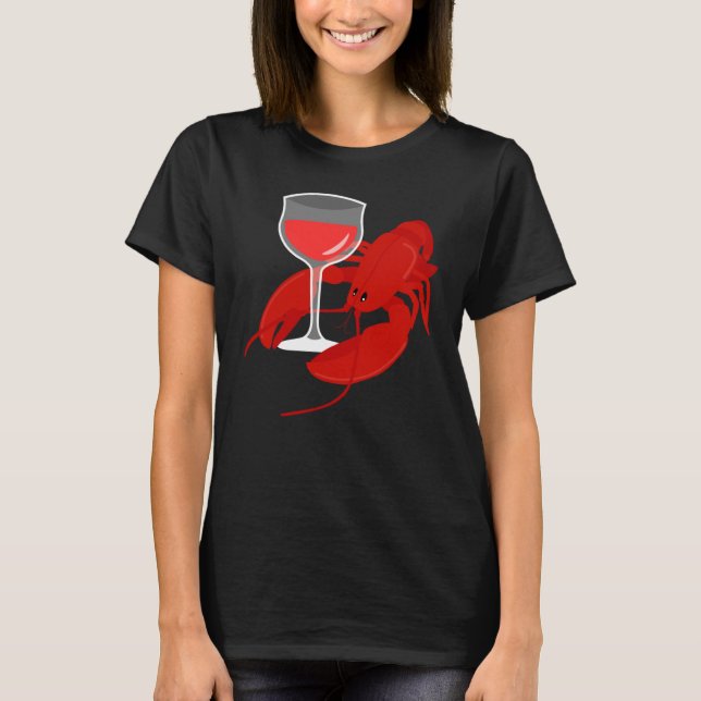 T-shirt Gourmet  Red Wine Wine Lobster Hummer Dinner (Devant)