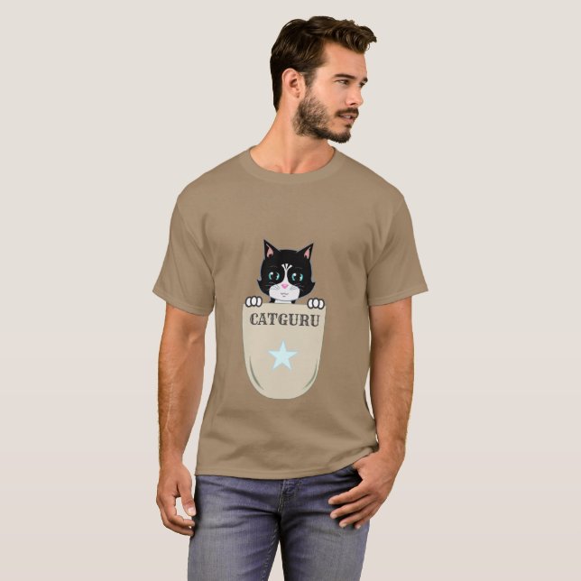 T-shirt Gourou Chat Smoking Élégant (Devant entier)