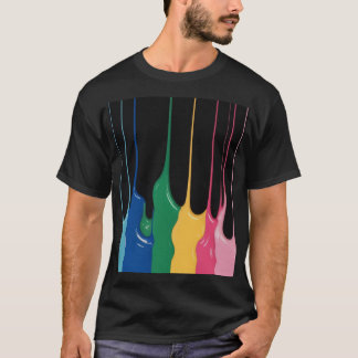 T-shirt gouttes de peinture rose, jaune, vert et bleu drip