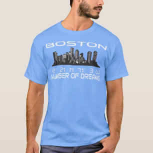 T-shirt Gps Coordonnées City Boston Skyline Dream City