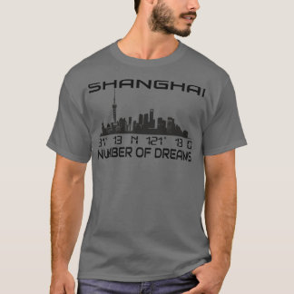 T-shirt Gps Coordonner Shanghai Skyline Dream City 1