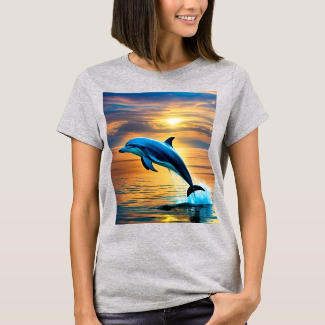 T-shirt Grâce de l'océan : la glisse d'un dauphin (Devant)