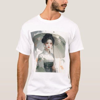 T-shirt Grâce sous parasol – Tenue traditionnelle dans une