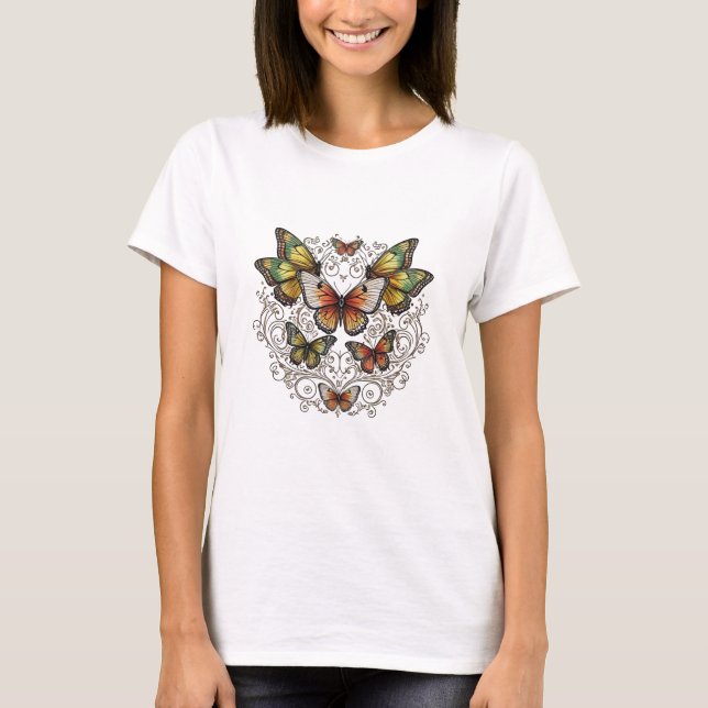 T-shirt Graceful Butterfly Swirl (Devant)
