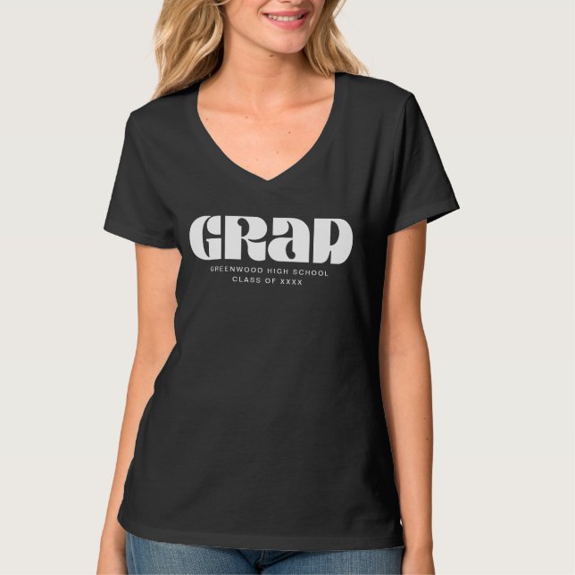 T-shirt Grad Bold Retro Stylish Moderne Typographie Blanch (Devant)