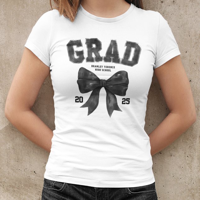 T-shirt Grad Class of 2025 Black Bow Graduation Year (Créateur téléchargé)