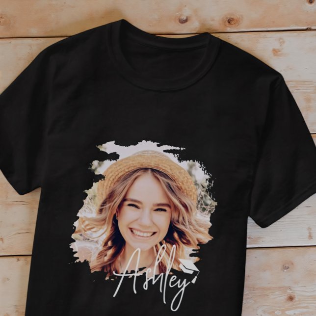 T-shirt Grad Simple Moderne Typographie Cool Nom et photo (Créateur téléchargé)