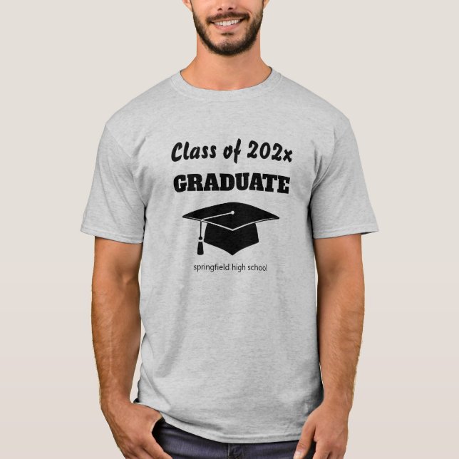 T-shirt Graduate Celebration Class Black Casquette Vector  (Devant)