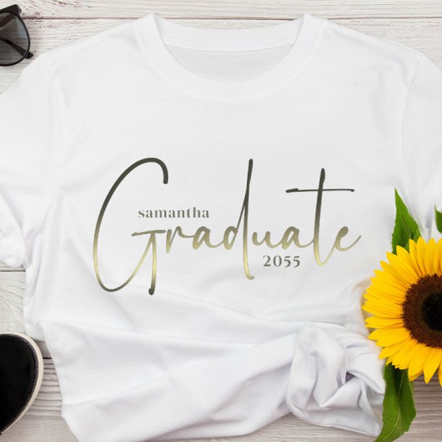 T-shirt Graduate Minimaliste Calligraphie personnalisée (Créateur téléchargé)