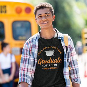 T-shirt Graduation Black Orange Personnalisée 2025 Graduat