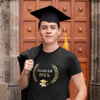 T-shirt Graduation Class Gold Laurel Wreath Cap & Scroll