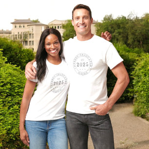 T-shirt graduation entièrement personnalisée en noir blanc