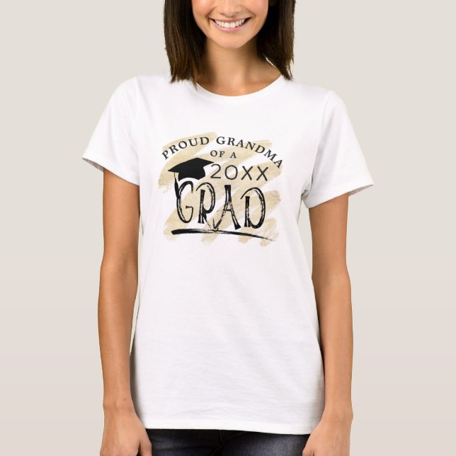 T-shirt Graduation FIÈRE GRANDMA D'UN GRAD Black Gold (Devant)
