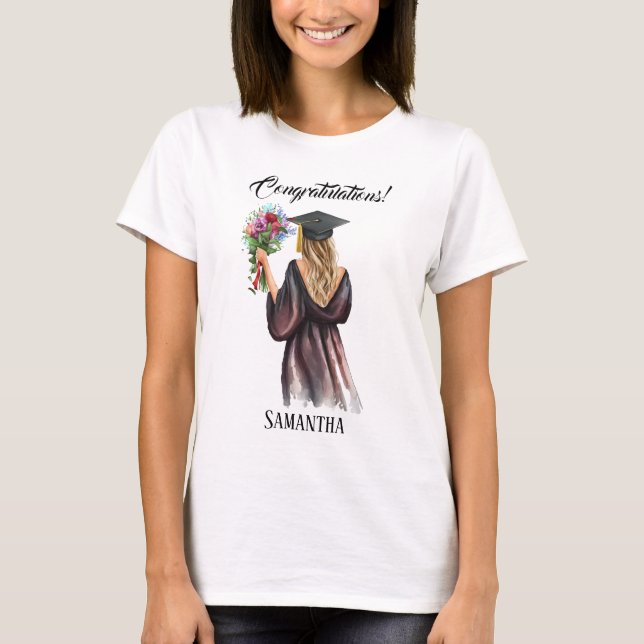 T-shirt Graduation personnalisée en aquarelle (11) (Devant)