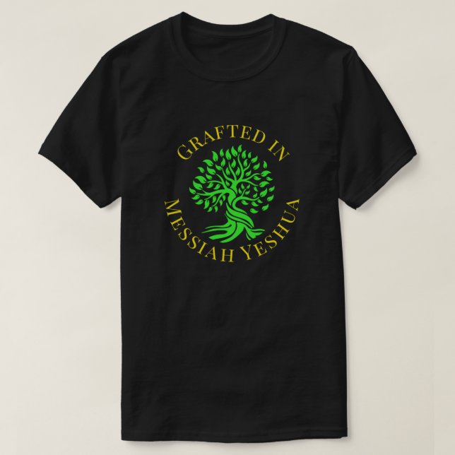 T-shirt Grafé dans Messiah Yeshua arbre de vie vert (Design devant)