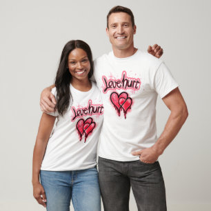 T-shirt Graffiti à l'aérographe Amour Mal Coeurs qui dégou